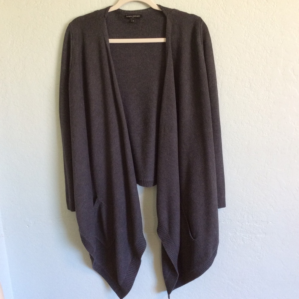 BANANA REPUBLIC grey waterfall cardi Womens Size M - Picture 4 of 5